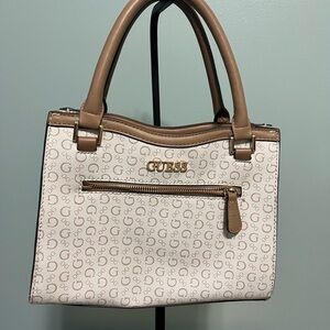 GUESS Beige and Brown Satchel (handbag)